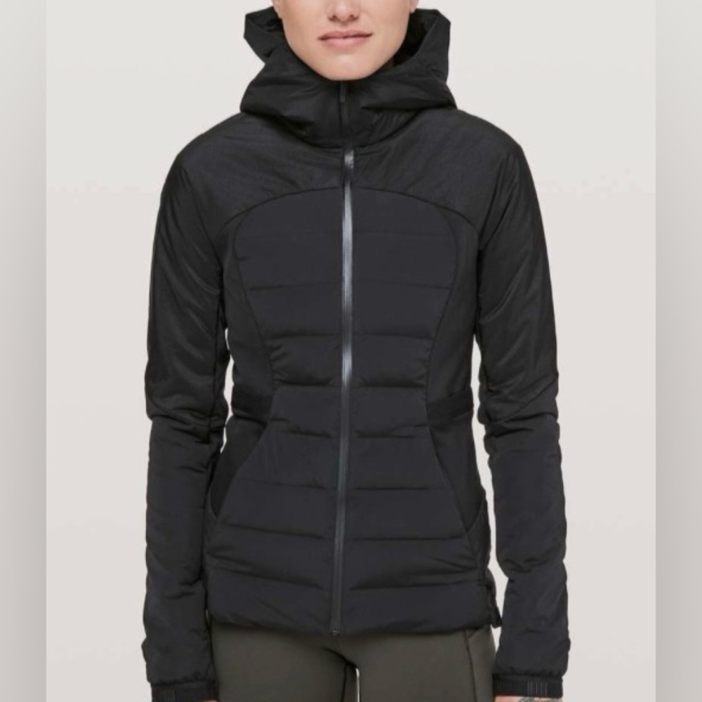 Lululemon down for it all jacket black like new sz 10 - Picture 1 of 8